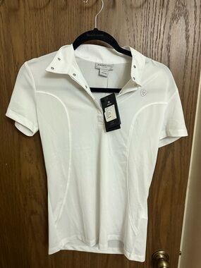 Ariat White Short Sleeve Polo with Snap Collar